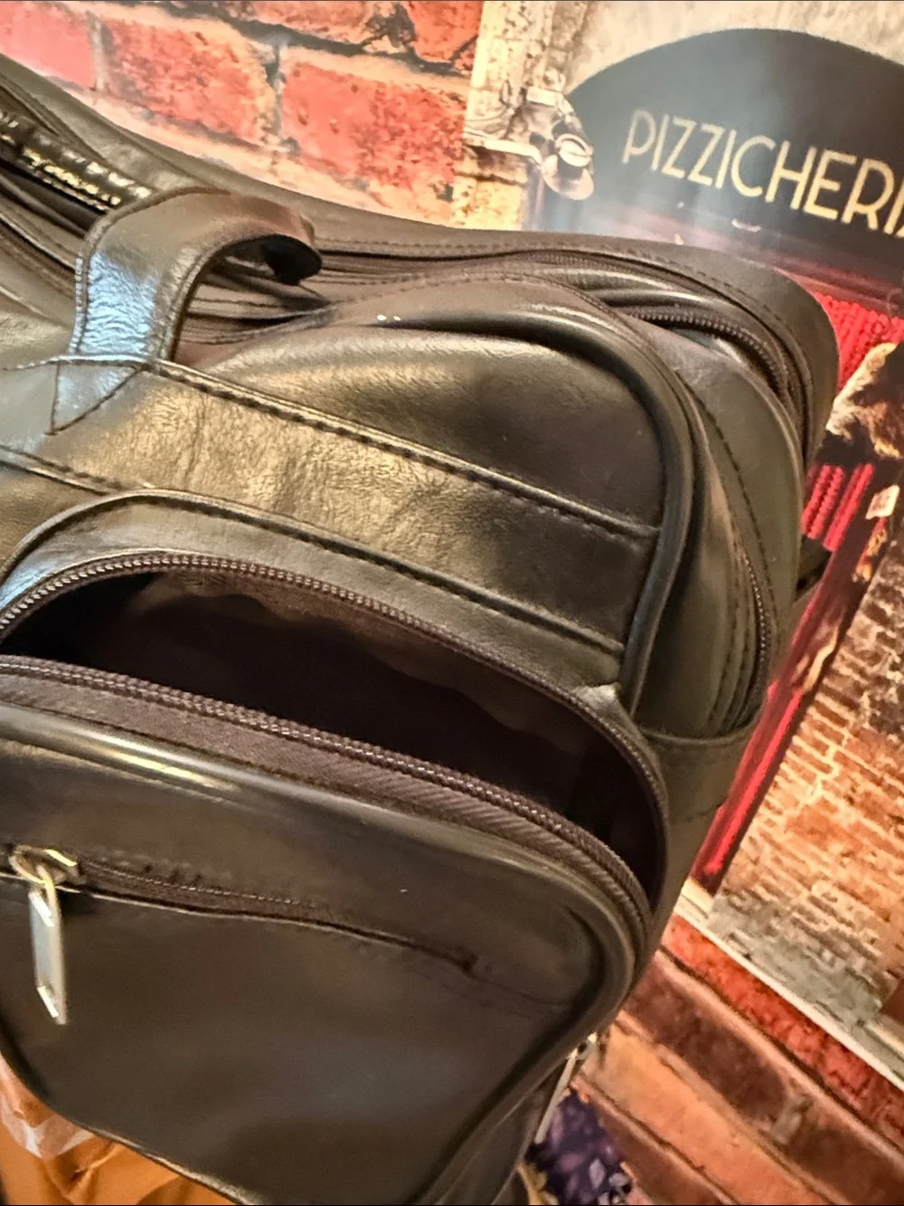 Black Leather Laptop Business travel Briefcase